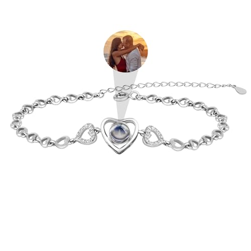 Personalisierte Foto Armbänder für Frauen benutzerdefinierte Herz Armband mit Foto im Stein Foto Projektion Armband Ich Liebe Dich Armband 100 Sprachen Weihnachten Jahrestag Geburtstag Geschenk von Aina Lighting