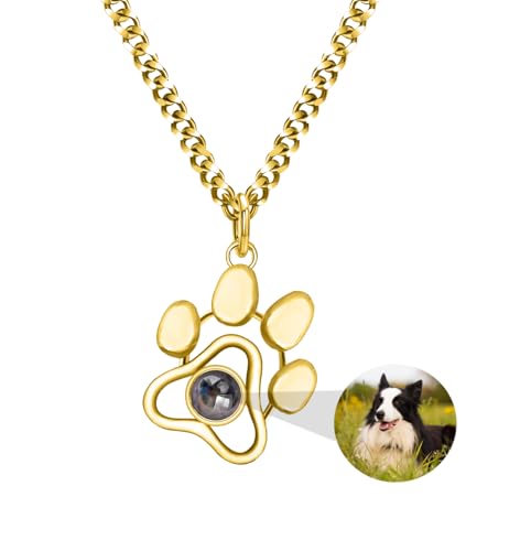 Personalisierte Foto Kette Hund Memorial Halskette mit Bild im Stein Katze Pfote Hund Pfote Bild Projektion Halskette Haustier Foto Kette Personalisierte Haustier Memorial Geschenke für Tierliebhaber von Aina Lighting