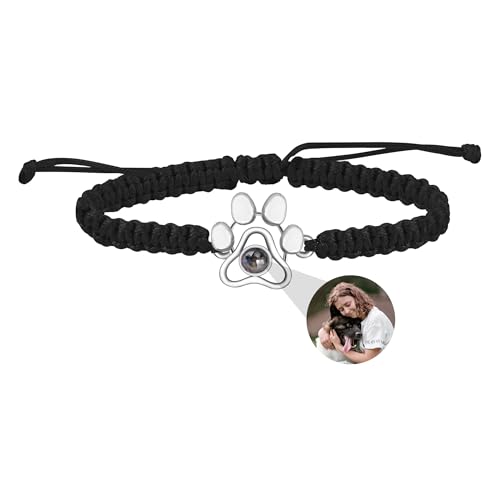 Personalisierte Hund Pfote Foto Armband benutzerdefinierte Projektion Armband mit Bild im Inneren Fotoprojektor Ich liebe dich Halskette 100 Sprachen Schmuck Geschenke für Frauen Tierliebhaber von Aina Lighting