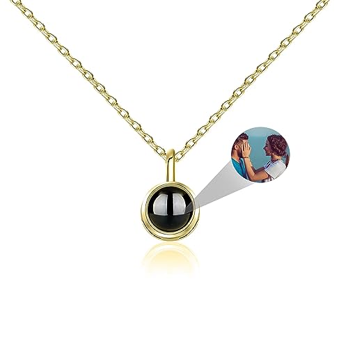 Personalisierte Kette mit Bild im Stein Benutzerdefinierte Foto Projektion Halskette Ich Liebe Dich Halskette 100 Sprachen Diamantkreis Anhänger Schmuck Geschenke für Frauen Ehefrau Mutter Freundin von Aina Lighting