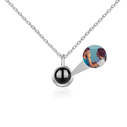 Personalisierte Kette mit Bild im Stein Benutzerdefinierte Foto Projektion Halskette Ich Liebe Dich Halskette 100 Sprachen Diamantkreis Anhänger Schmuck Geschenke für Frauen Ehefrau Mutter Freundin von Aina Lighting