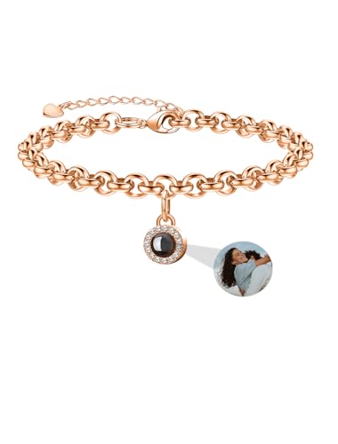 Personalisierte Kreis Foto Armband benutzerdefinierte Projektion Armband mit Bild im Stein Foto Projektion Armband Ich Liebe Dich Armband 100 Sprachen Weihnachten Jahrestag Geburtstag Geschenk von Aina Lighting