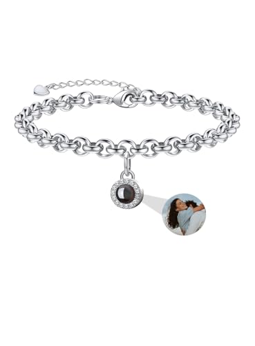Personalisierte Kreis Foto Armband benutzerdefinierte Projektion Armband mit Bild im Stein Foto Projektion Armband Ich Liebe Dich Armband 100 Sprachen Weihnachten Jahrestag Geburtstag Geschenk von Aina Lighting