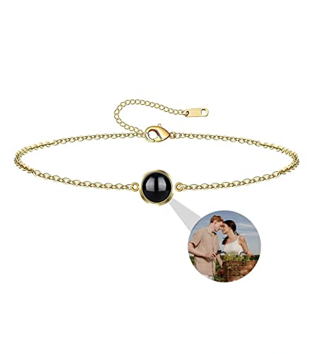 Aina Lighting Personalisiertes Armband mit Foto im Stein Ich liebe dich 100 Sprachen Kreis Projektions Armband mit Bild Schmuck Geschenke für Frauen Ehefrau Mutter Freundin von Aina Lighting