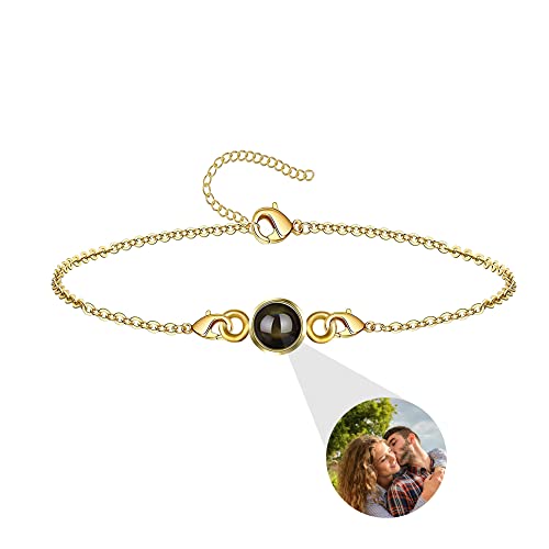 Aina Lighting Personalisiertes Armband mit Foto im Stein Ich liebe dich 100 Sprachen Kreis Projektions Armband mit Bild Schmuck Geschenke für Frauen Ehefrau Mutter Freundin von Aina Lighting