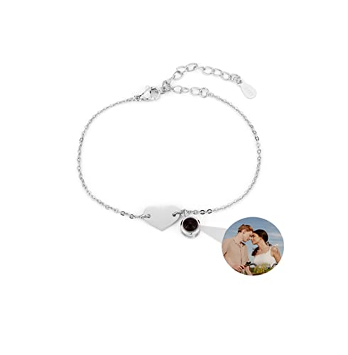 Personalisiertes Armband mit Foto im Stein Ich liebe dich Armband 100 Sprachen 925er Sterlingsilber Kreis Projektions Armband mit Bild Schmuck Geschenke für Frauen Ehefrau Mutter Freundin von Aina Lighting