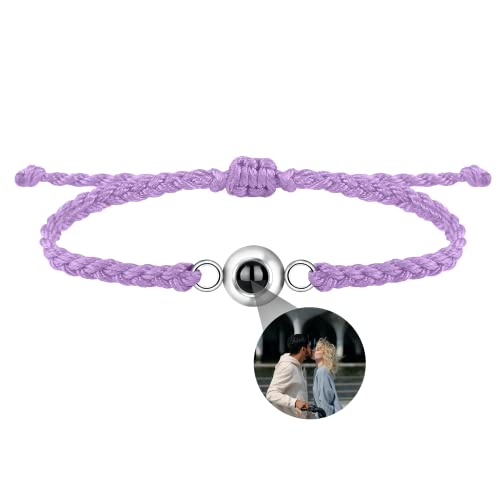 Personalisiertes Foto Armband mit Bild im stein Benutzerdefiniertes Kreis Fotoprojektionsarmband Ich liebe dich Armband 100 Sprachen Einstellbares Bildarmband Geschenke für Frauen Männer von Aina Lighting