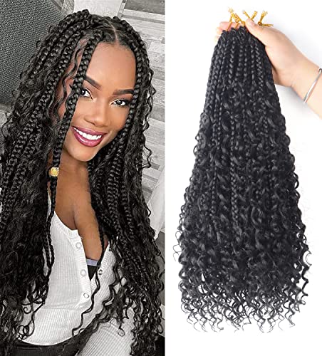 Ainimiu 18 Inch Goddess Box Braids Crochet Hair Bohomian Crochet Box Braids Curly Ends 8 Packs for Women Synthetic Braiding Hair Extension… von Ainimiu