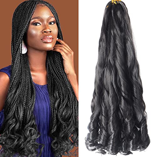 Ainimiu 8 Packs French Curly Braiding Hair 22 Inch Loose Wave Spiral Curly Crochet Hair for Black Women Pre Stretched Braiding Hair with Curly Ends (22 inch, 1B)… von Ainimiu