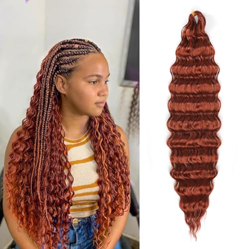 Ainimiu Ocean Wave Häkelhaar, 76,2 cm, 5 Packungen, tiefe Wellen, lockig, geflochtene Haarverlängerungen, synthetisches lockiges Häkelhaar für schwarze Frauen Ainimiu Ocean Wave Häkelhaar, 76,2 cm, 5 Packungen, tiefe Wellen, lockig, geflochtene Haarverlängerungen, synthetisches lockiges Häkelhaar für schwarze Frauen von Ainimiu