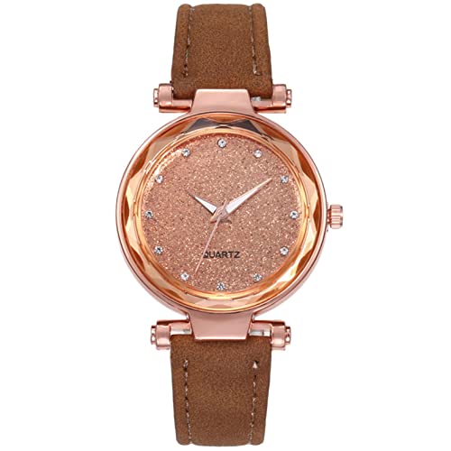 Ainiyo Uhr Damen Armbanduhr Armband Mode Einfache Luxus Retro Damenuhren Marken Quarzuhr Watch Geschenk für Frauen Damen Frau Mama Teenager Mädchen Beste Freundin Oma Weihnachten Braun von Ainiyo