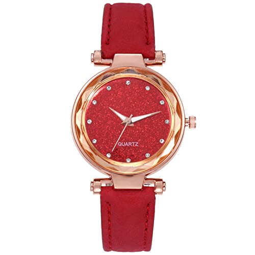 Ainiyo Uhr Damen Armbanduhr Armband Mode Einfache Luxus Retro Damenuhren Marken Quarzuhr Watch Geschenk für Frauen Damen Frau Mama Teenager Mädchen Beste Freundin Oma Weihnachten Rot von Ainiyo