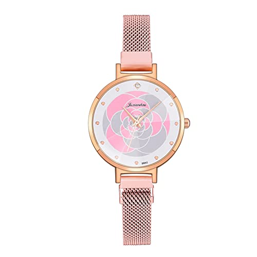 Ainiyo Uhr Damen Armbanduhr Damenuhren Quarzuhr Watch für Frauen Damen, Damen Casual Fashion Quarz Edelstahl Mesh Armband Uhr Mädchenuhr Damenuhr Rosa von Ainiyo