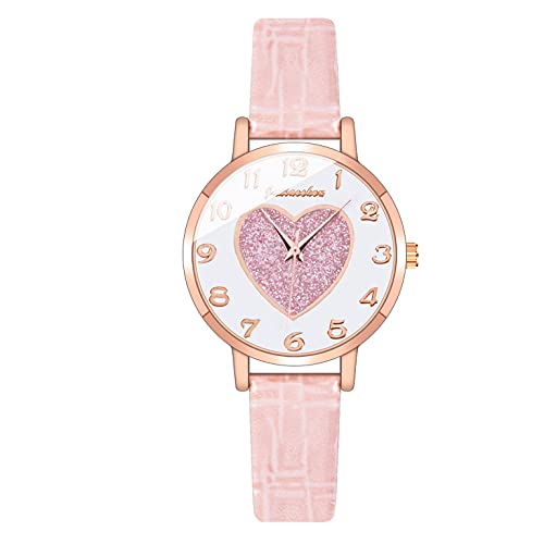 Ainiyo Uhr Damen Armbanduhr Damenuhren Quarzuhr Watch für Frauen Damen, Damen Quarzuhr Lederband Rotierende Uhr Mädchenuhr Damenuhr Rosa von Ainiyo