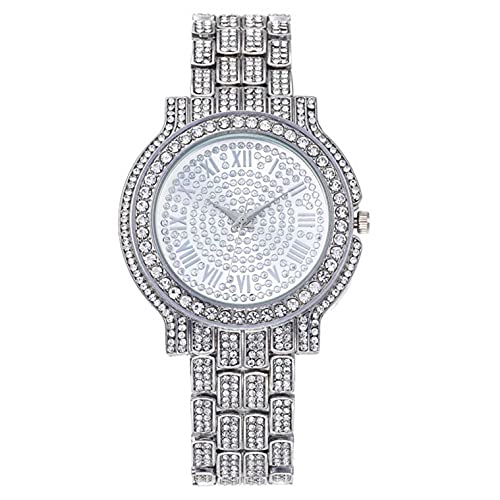 Ainiyo Uhr Damen Armbanduhr Damenuhren Quarzuhr Watch für Frauen Damen, Damen Volldiamant-Stahlgürtel Mode Luxus Atmosphäre Diamond Watch Mädchenuhr Damenuhr von Ainiyo