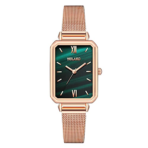 Ainiyo Uhr Damen Armbanduhr Damenuhren Quarzuhr Watch für Frauen Damen, Damen rechteckige Uhr Modemuster kleine grüne Uhr weibliche Uhr Mädchenuhr Damenuhr von Ainiyo