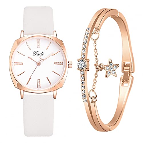 Ainiyo Uhr Damen Armbanduhr Damenuhren Quarzuhr Watch für Frauen Damen, Fashion Casual Uhr Legierung Kleine Exquisite Damen Quarz Armband Uhr Set Mädchenuhr Damenuhr Weiß von Ainiyo