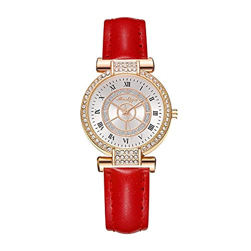 Ainiyo Uhr Damen Armbanduhr Damenuhren Quarzuhr Watch für Frauen Damen, Trendy Fashion Strass römische Skala Damenuhr Kunstlederarmband Mädchenuhr Damenuhr von Ainiyo