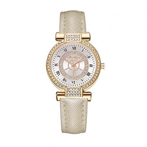 Ainiyo Uhr Damen Armbanduhr Damenuhren Quarzuhr Watch für Frauen Damen, Trendy Fashion Strass römische Skala Damenuhr Kunstlederarmband Mädchenuhr Damenuhr von Ainiyo