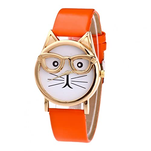 Ainiyo Uhr Damen Katzen Brille Zifferblatt Luxus Armbanduhr Damenuhren Marken Quarzuhr Watch Geschenk für Frauen Damen Frau Mama Teenager Mädchen Beste Freundin Oma Weihnachten von Ainiyo