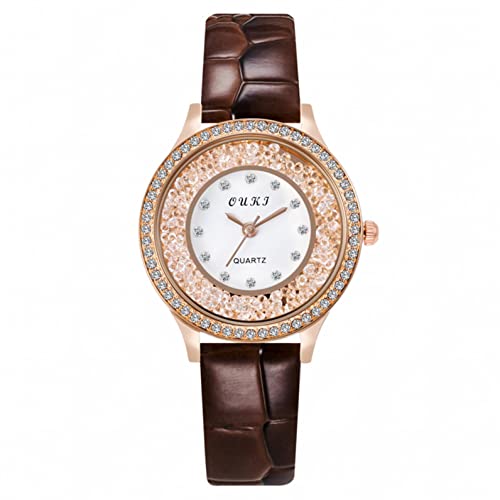 Ainiyo Uhr Damen Runde Form Einfacher Retro Luxus Armbanduhr Damenuhren Marken Quarzuhr Watch Geschenk für Frauen Damen Frau Mama Teenager Mädchen Beste Freundin Oma Weihnachten von Ainiyo