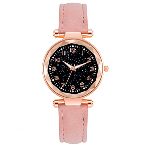 Ainiyo Uhr Damen Rundes Sternenhimmel Punktmuster Armbanduhr Luxus Damenuhren Marken Quarzuhr Watch Geschenk für Frauen Damen Frau Mama Teenager Mädchen Beste Freundin Oma Weihnachten von Ainiyo