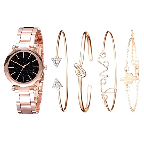 Ainiyo Uhr Damen mit 4er Armband Mode Einfache Luxus Retro Armbanduhr Damenuhren Marken Quarzuhr Watch Geschenk für Frauen Damen Frau Mama Teenager Mädchen Beste Freundin Oma Weihnachten von Ainiyo