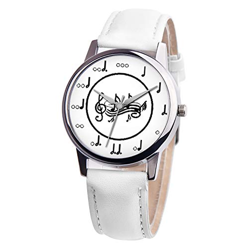 Armbanduhr Damen Uhren Schmuck Quarzuhr Analog Edelstahlarmband Muttertagsgeschenk Geburtstagsgeschenk Mode Frauen Mädchen Unisex Musical Note Kunstlederband Analog Alloy Quartz Watch von Ainiyo