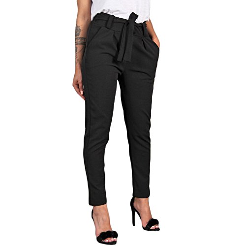 Damen Cropped Hose Klassische Chino Hose Freizeithose Große Größen Elegant Stoffhose für Frauen Damen Casual Loose Bequem Kuschelhose Damen Flauschig von Ainiyo