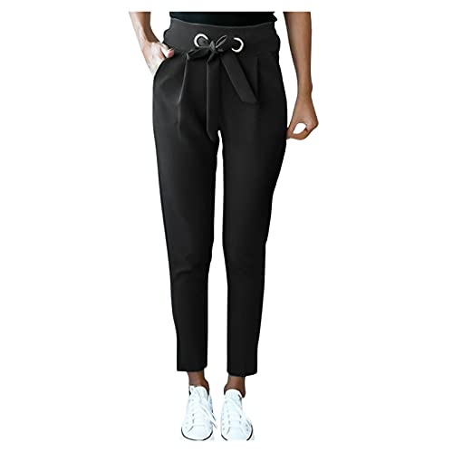 Damen Cropped Hose Stretch Chino Freizeithose Große Größen Elegant Stoffhose für Frauen Damen Casual Loose Bequem Sweatpant Jogginghose Trainingshose Sporthose Yogahose von Ainiyo