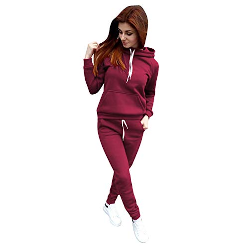 Damen Sportanzug Jogginganzug Traingsanzug Frauen 2 Teilig Freizeitanzug Kapuzenpullover Lange Ärmel Top+Lange Hose Sportswear 2 Stück Bekleidungsset Sport Hoodie mit Kapuzen Higlles Damen Sportanzug von Ainiyo