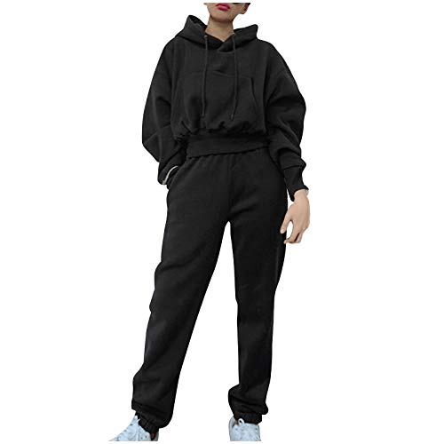 Damen Sportanzug Traingsanzug Jogginganzug Frauen 2 Teilig Freizeitanzug Kapuzenpullover Lange Ärmel Tasche Top + Lange Hose Sportswear 2 Stück Bekleidungsset Sport Hoodie mit Kapuzen Beste Freunde von Ainiyo