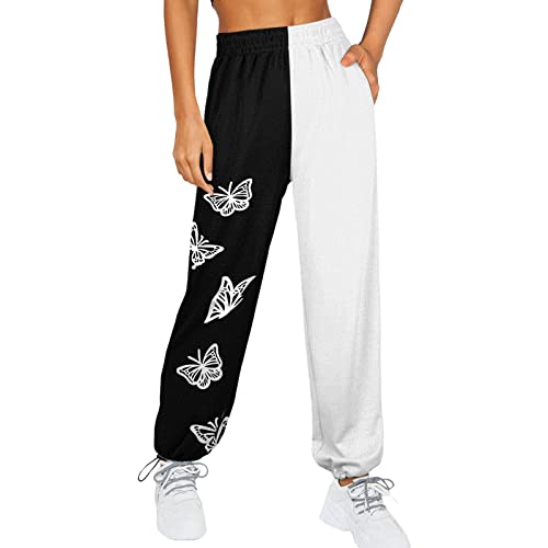 Schwarz Jogginghose Damen Lang Freizeithose Sporthose Trainingshose Elegant Stoffhose Gefütterte Yogahose für Frauen Teenager Mädchen Damen Vintage Drachen Bedrucken Outdoor Taschen Sweatpant von Ainiyo