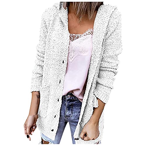 Strickjacke Damen Herbstjacke übergangsjacke Winterjacke Herbst Winter Beste Freunde Pullover Damen Herbstmantel Jacke Warm Higlles Damen Casual Langarm Knöpfe Taschen Outdoor Outwear Winterjacke von Ainiyo