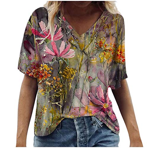 T-Shirts Damen Sommer Blusen Tops Kurzarm Langarm Tuniken Langarmshirts Hemd Sweatshirt Loose Beste Freunde Pullover Frühjahr für Frauen mit Motiv und 3D Bedrucktes Plus Size V-Ausschnitt Oberteile von Ainiyo