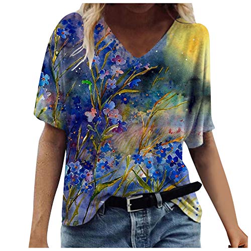 T-Shirts Damen Sommer Blusen Tops Kurzarm Langarm Tuniken Langarmshirts Hemd Sweatshirt Loose Beste Freunde Pullover Frühjahr für Frauen mit Motiv und 3D Bedrucktes Plus Size V-Ausschnitt Oberteile von Ainiyo