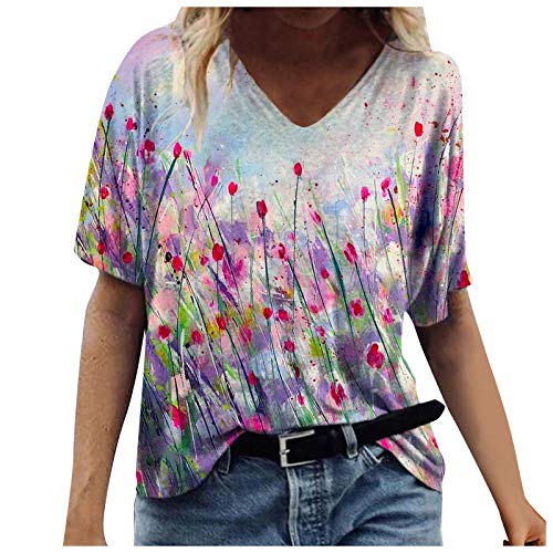 T-Shirts Damen Sommer Blusen Tops Kurzarm Langarm Tuniken Langarmshirts Hemd Sweatshirt Loose Beste Freunde Pullover Frühjahr für Frauen mit Motiv und 3D Bedrucktes Plus Size V-Ausschnitt Oberteile von Ainiyo