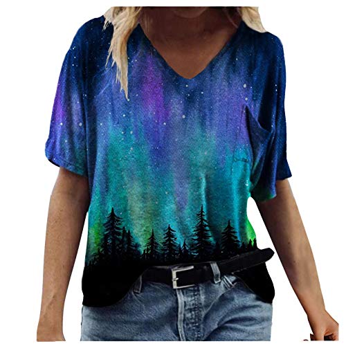 T-Shirts Damen Sommer Blusen Tops Kurzarm Langarm Tuniken Langarmshirts Hemd Sweatshirt Loose Beste Freunde Pullover Frühjahr für Frauen mit Motiv und 3D Bedrucktes Plus Size V-Ausschnitt Oberteile von Ainiyo