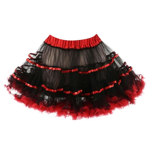 Tüllrock Damen Vintage Ballettrock Karnevals KostüMe Damen FaschingskostüMe Puffy elastische Minirock Ballett Tutu Unterrock Mesh Tanzen Rock 50Er Petticoat RöCke von Ainiyo