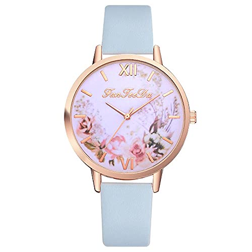 Uhr Damen Analog Quarz Armbanduhr Damenuhr Marken Luxus Uhren Quarzuhr Watch Geschenk für Teenager Mädchen Frauen Damen Casual Fashion Quarz Gürtel Uhr mit Musterzifferblatt von Ainiyo