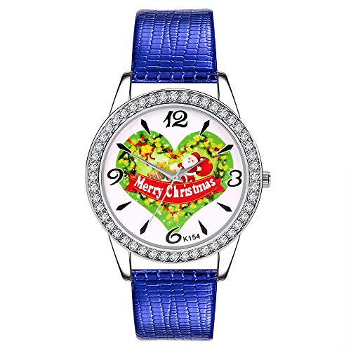 Uhr Damen Armbanduhr Damenuhren Quarzuhr Watch für Frauen Damen, Bedruckter Zifferblattgürtel mit Diamanten-Digitalskala-Uhr für Damen Mädchenuhr Damenuhr Blau Ainiyo137 von Ainiyo