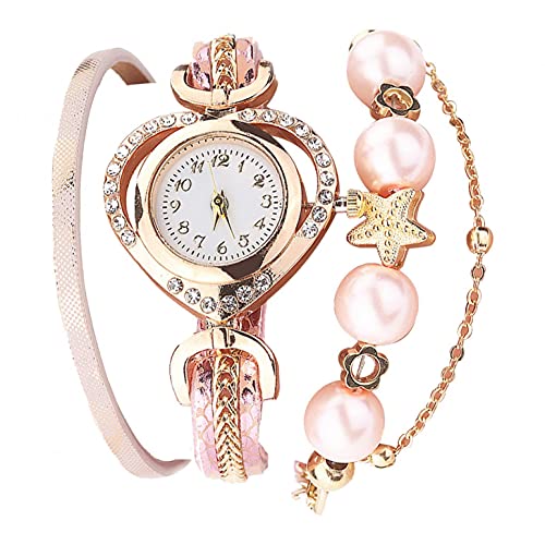 Uhr Damen Armbanduhr Damenuhren Quarzuhr Watch für Frauen Damen, Damen Elegante Armbanduhren Damen Armband Strass Analog Quarzuhr Mädchenuhr Damenuhr Rosa von Ainiyo