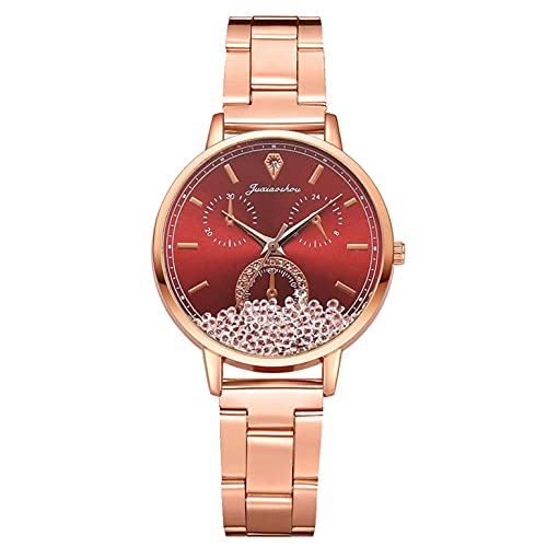 Uhr Damen Armbanduhr Damenuhren Quarzuhr Watch für Frauen Damen, Damen Gürteluhr Luxus Roségold Border Uhren Damen Casual Uhr Mädchenuhr Damenuhr rot Ainiyo06 von Ainiyo