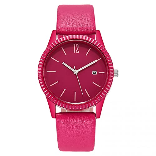 Uhr Damen Armbanduhr Damenuhren Quarzuhr Watch für Frauen Damen, Neue Damenuhr wasserdichte leuchtende multifunktionale Kalenderfashion-Uhr Mädchenuhr Damenuhr Pink von Ainiyo