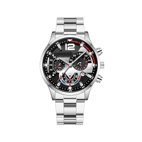 Uhren Herren Chronograph Analog Quarz Wasserdicht Armbanduhr Herren Mode Lässig Business Herrenuhr mit Kalender Edelstahlarmband Uhr Männer von Ainiyo