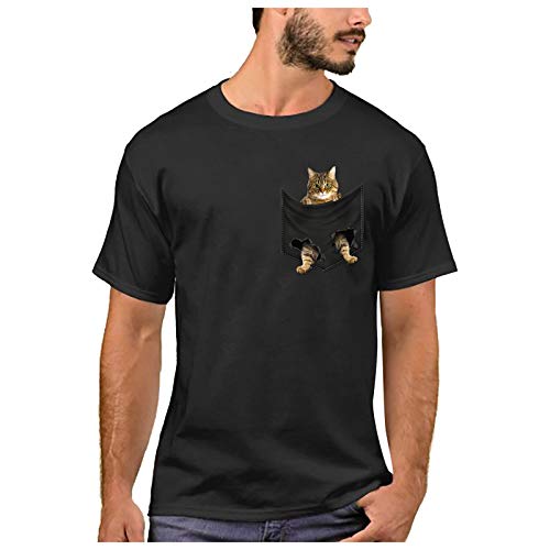 Unisex Tshirts Damen/Herren Kurzarm T-Shirt Taschenhaustier Druck Motiv Shirt Sommer Oberteile Casual Rundhals Blickdicht Tshirt Kurzen Ärmeln Bluse Teenager&Mädchen Hund/Katze Bedruckte Tshirts von Ainiyo