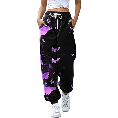 Weihnachten Jogginghose Damen Lang Freizeithose Sporthose Trainingshose Elegant Stoffhose Gefütterte Yogahose für Frauen Teenager Mädchen Damen Vintage Drachen Bedrucken Outdoor Taschen Sweatpant von Ainiyo