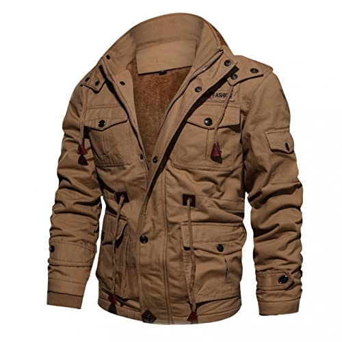 Winterjacke Herren Warm Gefüttert Jacke Cargo Winterparka Militär Jacke für Herren Outdoorjacke Übergangsjacke Baumwolle Männer Freizeit Plus Size Reißverschluss Multi-Pocket Revers Mantel von Ainiyo