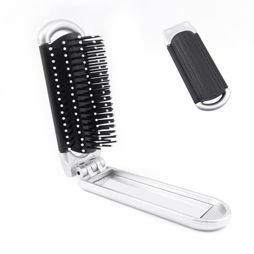 Ainkou Faltbare Haarbürste mit Spiegel, klein, kompakt, Reise-Kamm im Taschenformat, mit weichen Borsten, Styling, faltbare Haarbürste für Reisen, Schwimmen, Turnbeutel Ainkou Faltbare Haarbürste mit Spiegel, klein, kompakt, Reise-Kamm im Taschenformat, mit weichen Borsten, Styling, faltbare Haarbürste für Reisen, Schwimmen, Turnbeutel von Ainkou
