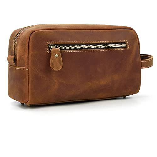 Aintap Vintage-Leder-Kosmetiktasche für Herren, Unisex – stilvoller Kultur-Reise-Organizer mit Handschlaufe von Aintap